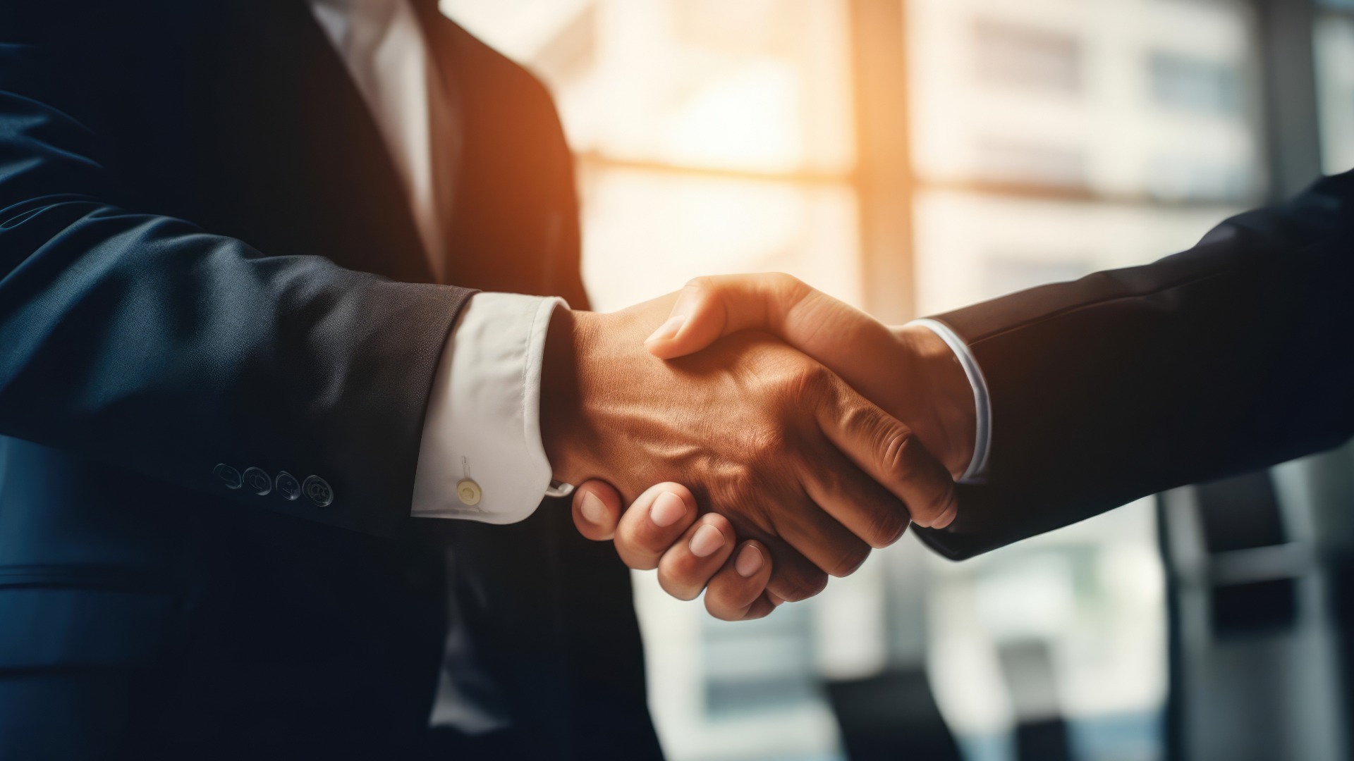 Businessman Handshake für Teamwork bei Unternehmensfusionen und -übernahmen